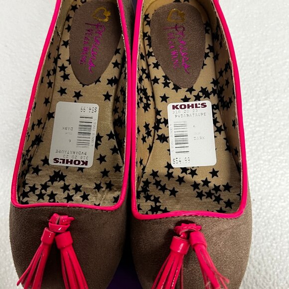 PRINCESS VERA WANG Sz 6 Dara Taupe & Pink‎ Ballet Flats Womens Slip On Shoes S02 - Picture 3 of 7